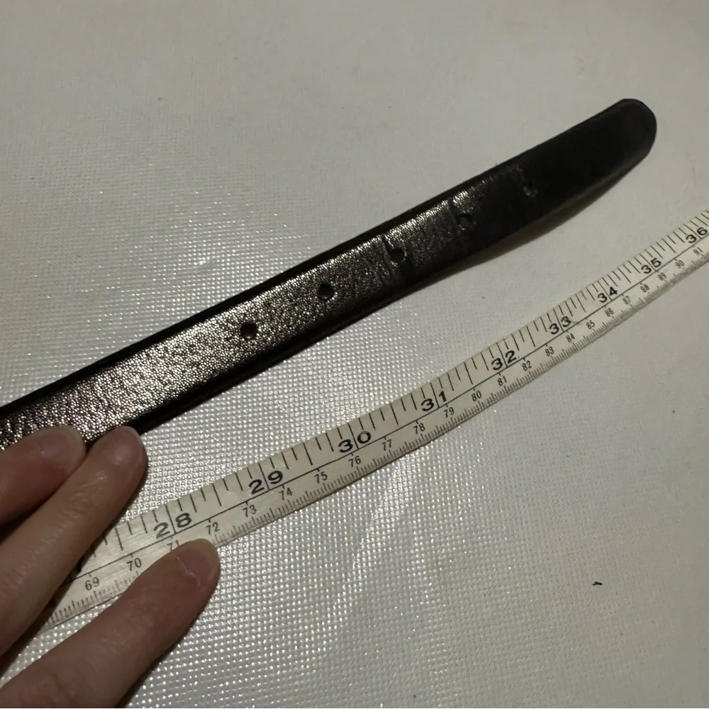 Vintage Sandcastle Black Silver Shimmer‎ Genuine Leather Belt Women’s Size Large